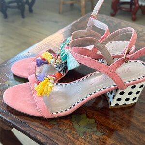 Betsey Johnson Pink Sandals with Colorful Tassels